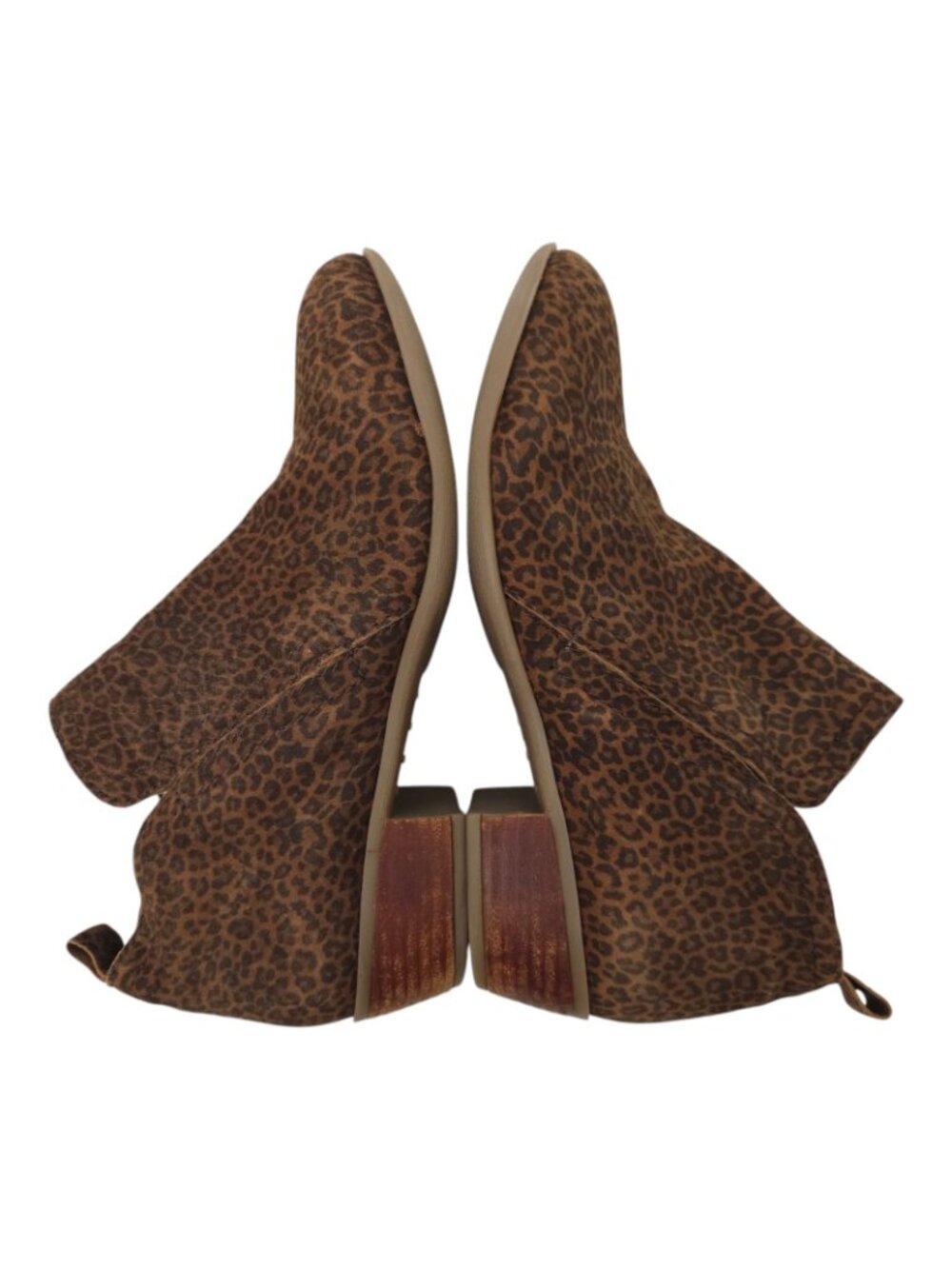 Diba Leopard Print Ankle Boots Womens 8.5 Brown Side Zip Stacked Heel Bootie - Picture 10 of 16